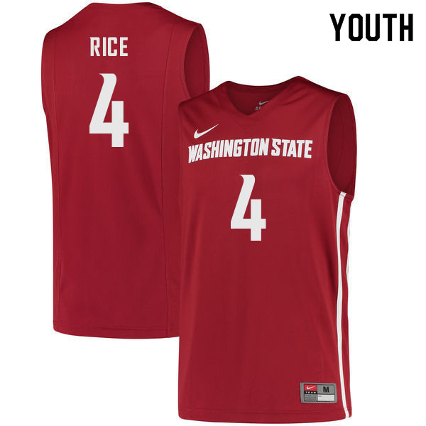 Youth #4 Myles Rice Washington State Cougars College Basketball Jerseys Sale-Crimson